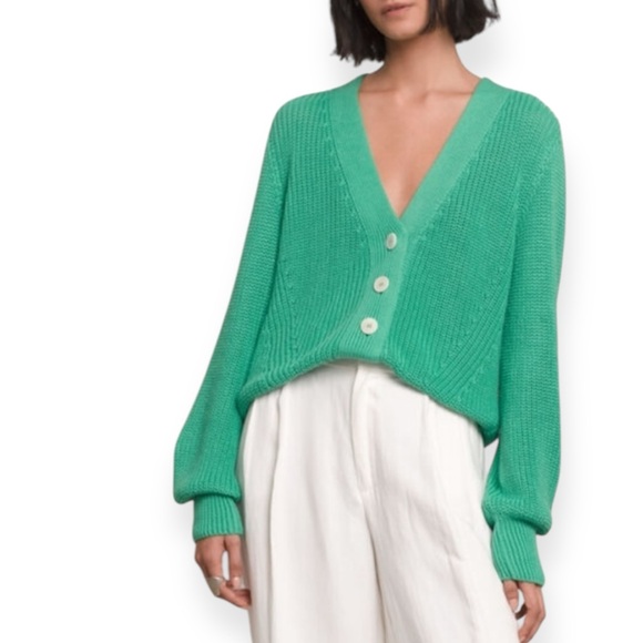 Eleven Six • Spearmint Green Isla Cotton Cardigan Sweater XS/S - Picture 1 of 12